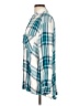 Express 100% Rayon Plaid Teal Long Sleeve Button-Down Shirt Size L - photo 5