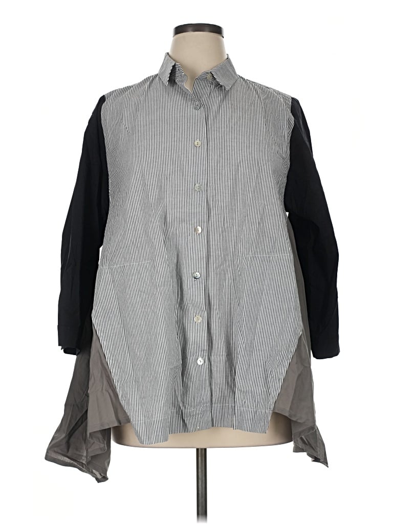 Pre-owned Alembika 3/4 Sleeve Button Down Shirt In Gray