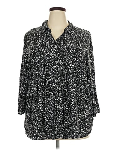 Woman Within 3/4 Sleeve Button-Down Shirt (view 1)