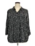 Woman Within 100% Rayon Stars Black 3/4 Sleeve Button-Down Shirt Size 22 - 24 - photo 1