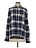 BeachLunchLounge Plaid Blue Long Sleeve Button-Down Shirt Size M - photo 1