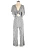 Audrey 3+1 100% Polyester Chevron-herringbone Gray Jumpsuit Size S - photo 1