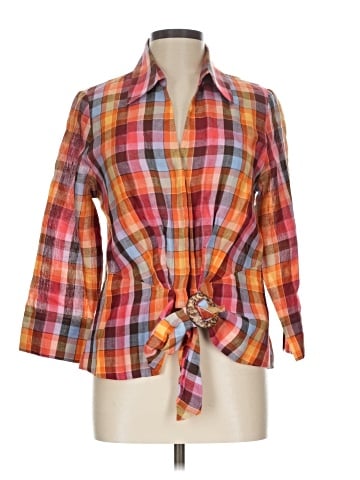 Lafayette 148 New York 3/4 Sleeve Button-Down Shirt (view 1)