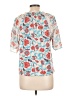 Always Indigo Floral Teal White Short Sleeve Blouse Size L - photo 2