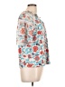 Always Indigo Floral Teal White Short Sleeve Blouse Size L - photo 4
