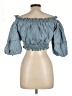 Venus 100% Cotton Blue 3/4 Sleeve Blouse Size L - photo 2