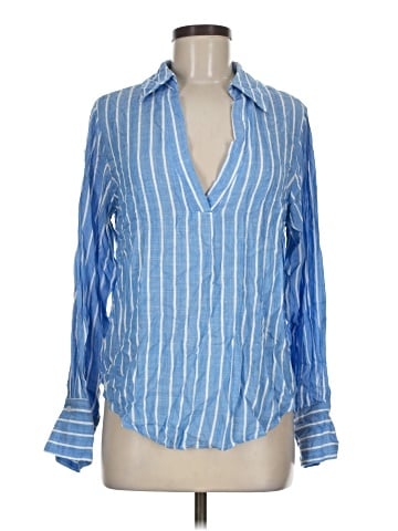 Aqua Long Sleeve Blouse (view 1)