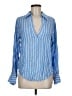 Aqua 100% Rayon Stripes Blue Long Sleeve Blouse Size M - photo 1