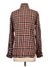 Current/Elliott Plaid Brown Long Sleeve Button-Down Shirt Size Sm (1) - photo 2
