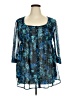 Xhilaration 100% Polyester Blue 3/4 Sleeve Blouse Size XXL - photo 1