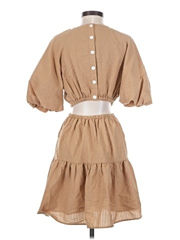 Madewell Seersucker Puff-Sleeve Cutout Mini Dress (view 2)
