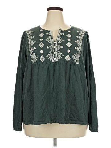 Cotton Bleu Long Sleeve Blouse (view 1)