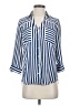 BCX Stripes Blue 3/4 Sleeve Button-Down Shirt Size XS - photo 1