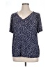 AK Anne Klein Polka Dots Blue Short Sleeve Henley Size 1X - photo 1