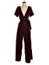 JOA 100% Recycled Polyester Stripes Burgundy Brown Jumpsuit Size S - photo 1