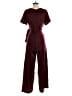 JOA 100% Recycled Polyester Stripes Burgundy Brown Jumpsuit Size S - photo 2