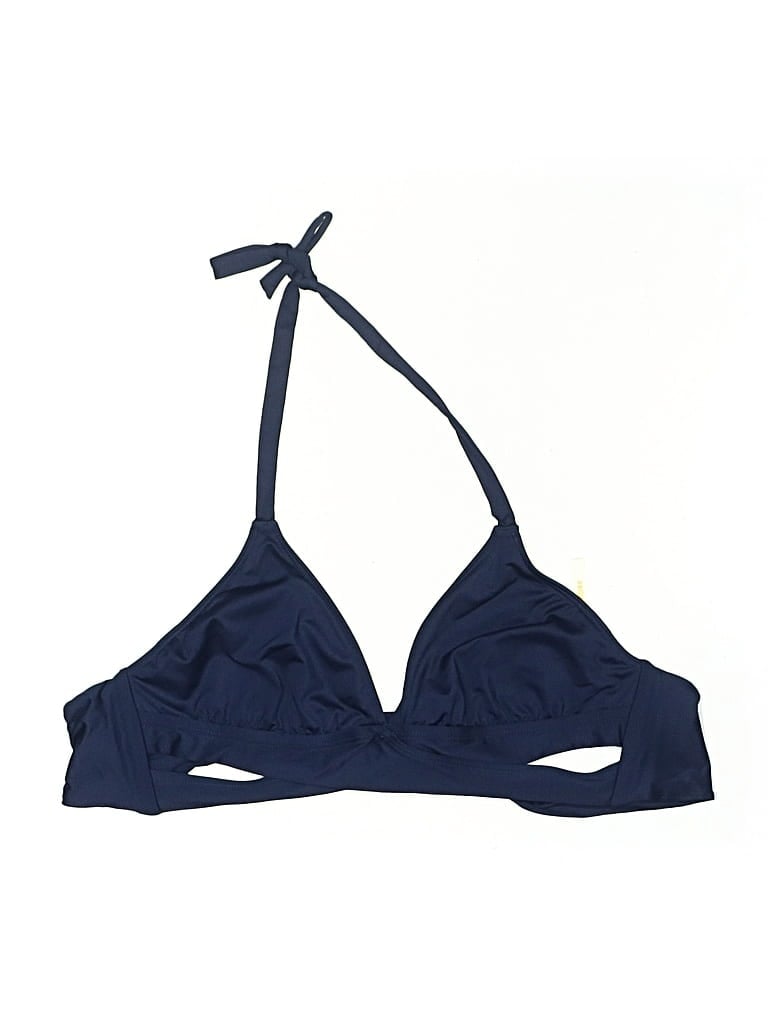 Pre-owned Shade & Shore Swimsuit Top Blue Solid Pattern Swimwear