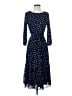 Studio One 100% Polyester Polka Dots Blue Casual Dress Size S - photo 1