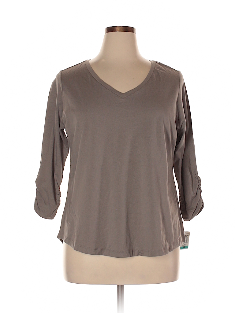 Style&Co Solid Brown 3/4 Sleeve T-Shirt Size 0X (Plus) - 62% off | thredUP