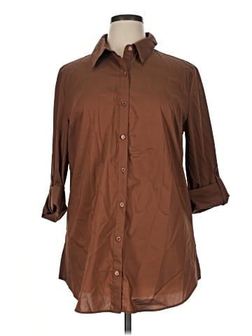 New York & Company 3/4 Sleeve Button-Down Shirt (view 1)