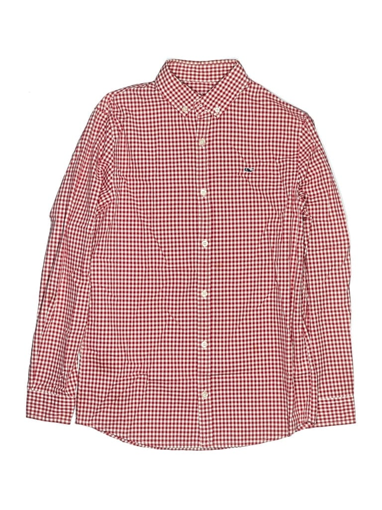 Pre-owned Vineyard Vines Kids' Long Sleeve Button Down Shirt In Red