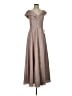 Xscape Metallic Solid Silver Cocktail Dress Size 4 - photo 1