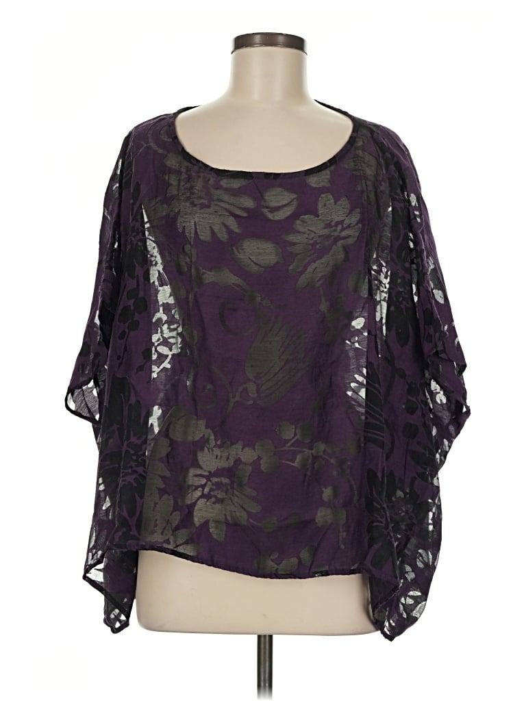 Pre-owned Cut Loose 3/4 Sleeve Blouse In Purple