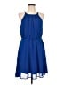 Blue Rain 100% Polyester Solid Blue Casual Dress Size L - photo 1
