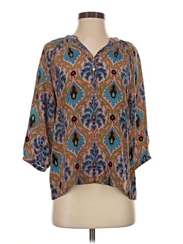 Pookie & Sebastian 3/4 Sleeve Silk Top (view 1)