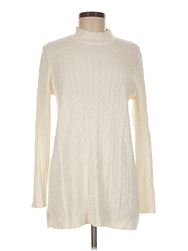 Pre-owned Lands' End Turtleneck Sweater In Ivory