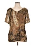 ASHRO 100% Polyester Paisley Gold Short Sleeve Blouse Size L - photo 1