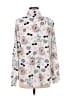 Karl Lagerfeld Paris 100% Polyester Print White Long Sleeve Blouse Size M - photo 2