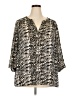 dalia 100% Polyester Animal Print Silver 3/4 Sleeve Blouse Size 2X - photo 1