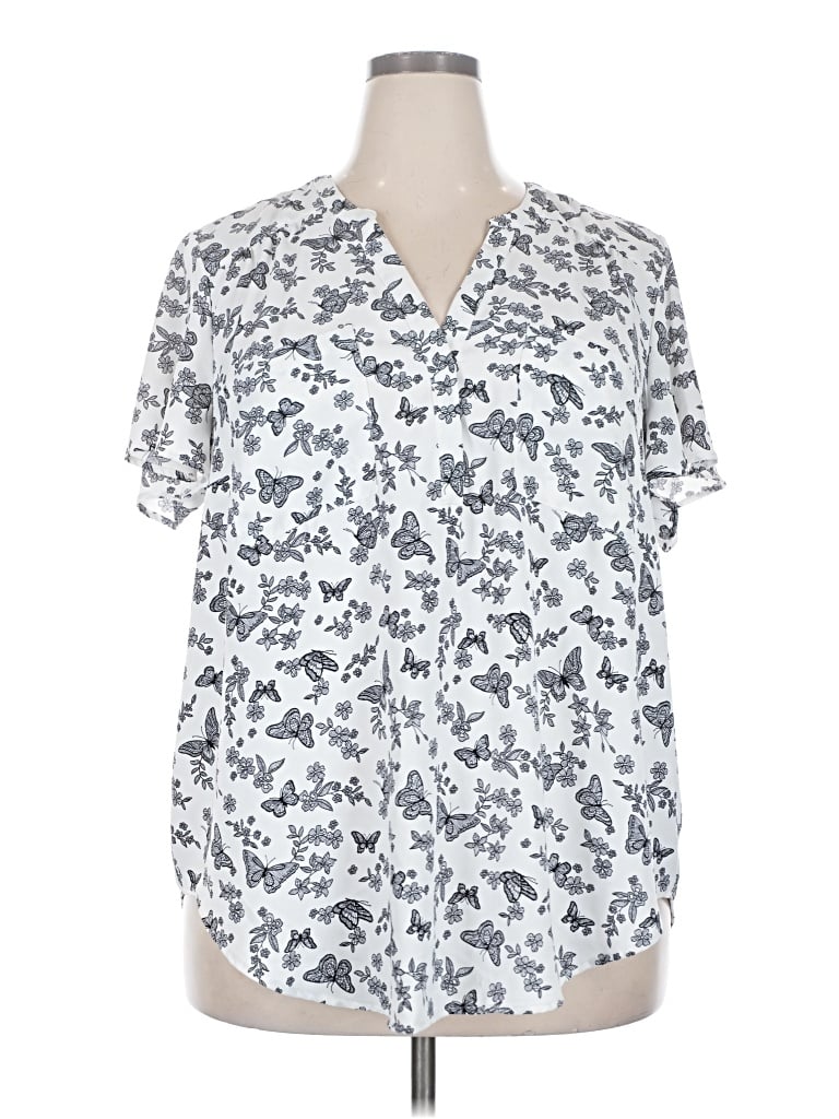Pre-owned Torrid Short Sleeve Blouse In White