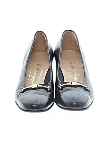 Salvatore Ferragamo Leather Embossed Block Heels (view 2)