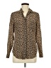J.Crew 100% Silk Animal Print Brown Long Sleeve Silk Top Size 6 - photo 1