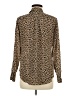 J.Crew 100% Silk Animal Print Brown Long Sleeve Silk Top Size 6 - photo 2