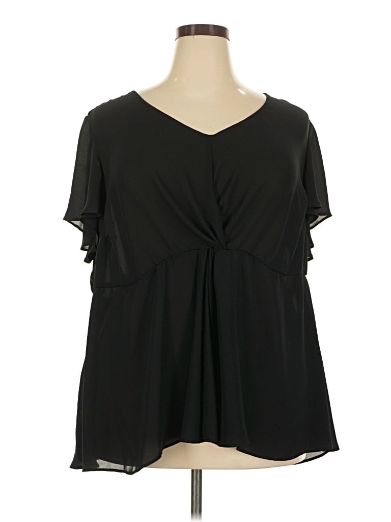 Pre-owned Torrid Short Sleeve Blouse In Black