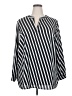 Anne Klein 100% Polyester Stripes Black Long Sleeve Blouse Size 2X - photo 1