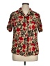 Fashion Bug 100% Rayon Floral Tan Short Sleeve Blouse Size 14 - 16 - photo 1