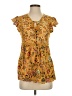 True Craft 100% Rayon Yellow Short Sleeve Blouse Size XS - photo 1