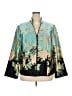 JS Collections 100% Silk Print Green Silk Blazer Size 18 - photo 1