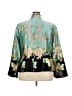 JS Collections 100% Silk Print Green Silk Blazer Size 18 - photo 2