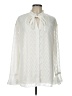 St. John 100% Polyester Chevron-herringbone Ivory Long Sleeve Blouse Size L - photo 1