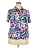 Basic Editions 100% Rayon Tropical Blue Short Sleeve Blouse Size XXL - photo 1