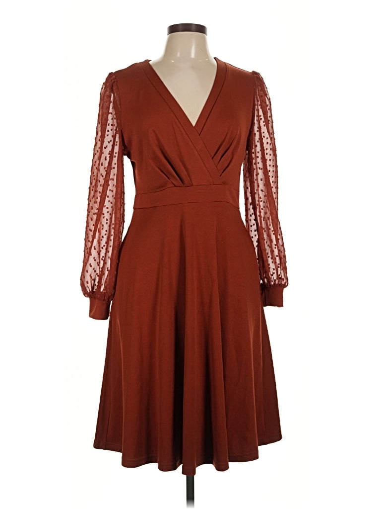 Pre-owned Assorted Brands Cocktail Dress In Burgundy