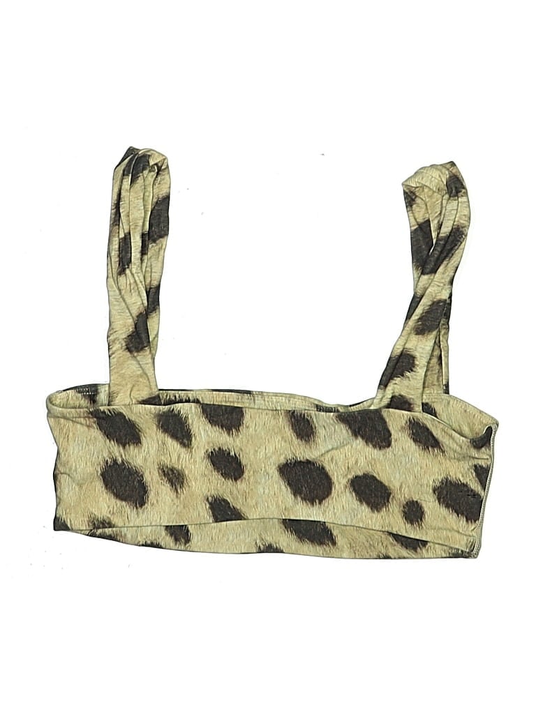 Pre-owned Weworewhat Swimsuit Top Tan Animal Print Pattern Swimwear