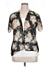 Full Tilt 100% Nylon Floral Black Short Sleeve Blouse Size XL - photo 1