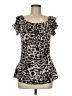 Essentials Brown Short Sleeve Blouse Size M - photo 1