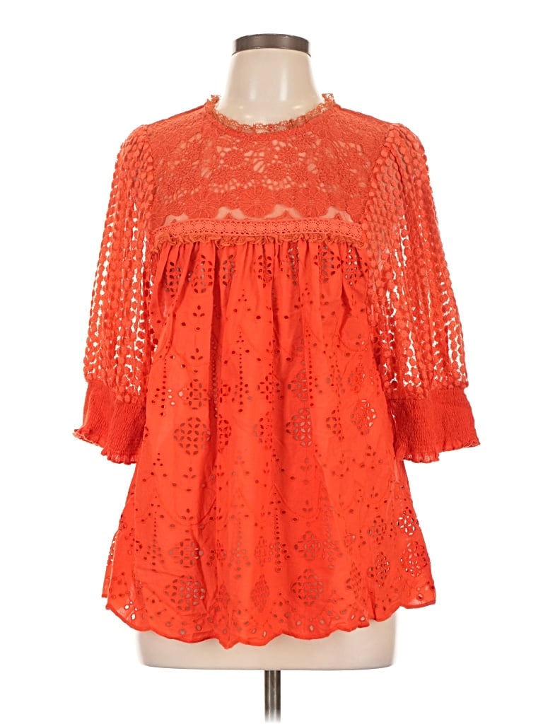 Pre-owned Conditions Apply 3/4 Sleeve Blouse In Orange